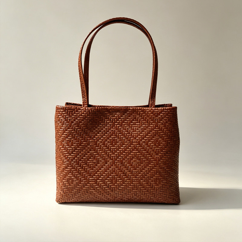 Leatherwork Designs - Mendy Hakiki Deri Dokuma Baskılı Tote
