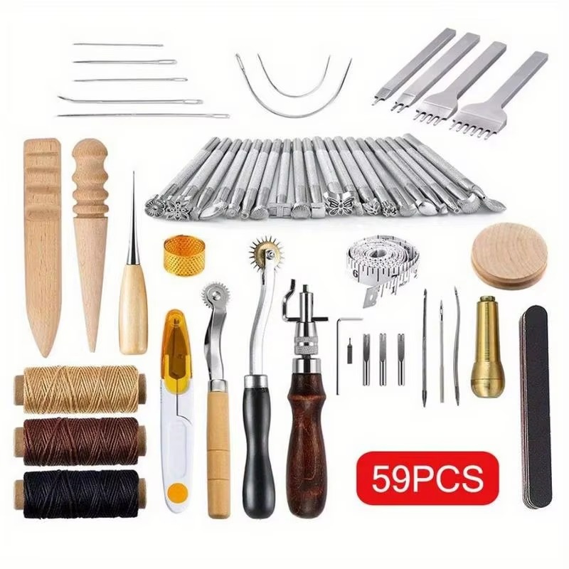 59 Parçalı Deri İşleme Seti, E - Groover Stitching Tool incelemesi ve fiyatı